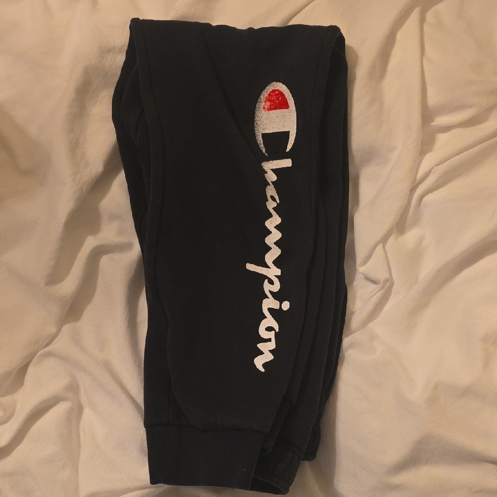 Champion Kids Black Large Power Jogger Pants with White Script and Red Logo